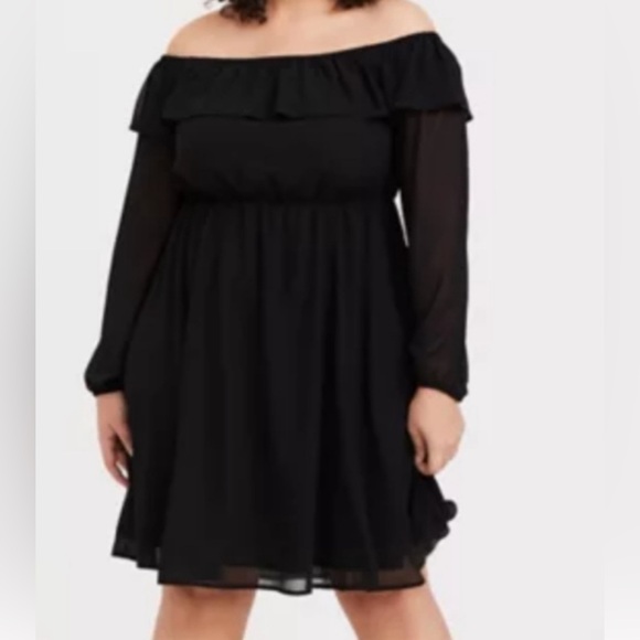 Torrid Mini Chiffon Off-Shoulder Skater Dress Size 1 BNWT - Picture 1 of 4